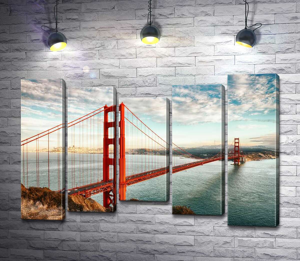 

Модульная картина ArtPoster Путь к океану: вид с берега на мост "Золотые ворота" (Golden Gate Bridge) 130x88 см Модуль №28