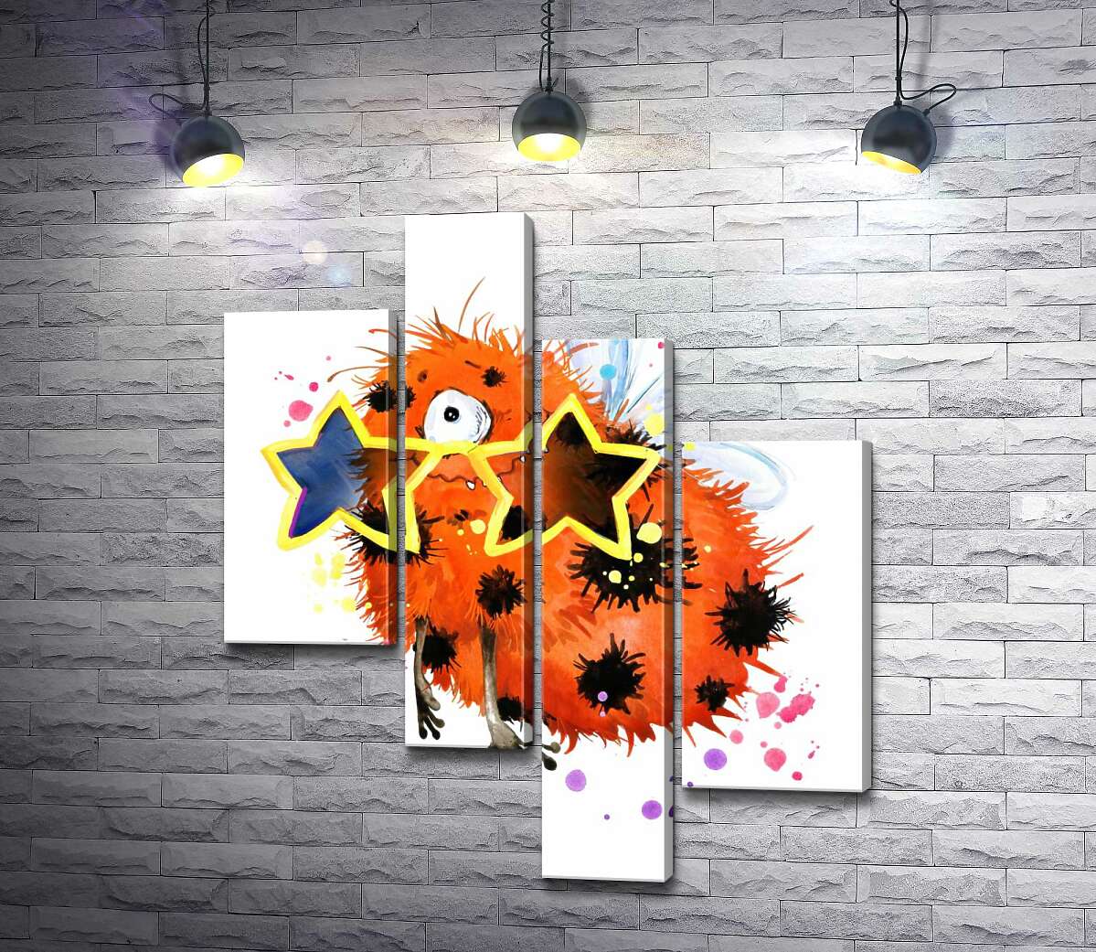 

Модульная картина ArtPoster Пятнистый циклоп в очках-звездах 130x155 см Модуль №20