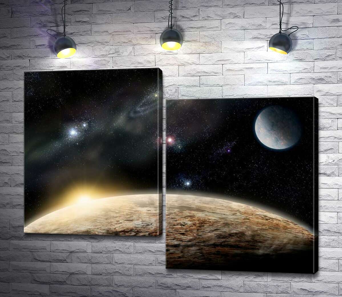 

Модульная картина ArtPoster Рассвет над каменистой поверхностью планеты 130x99 см Модуль №5