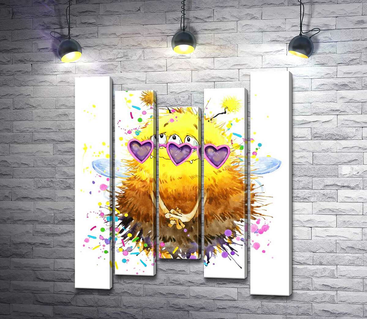 

Модульная картина ArtPoster Пушистый монстр-пчелка с крыльями в розовых очках 100x120 см Модуль №28