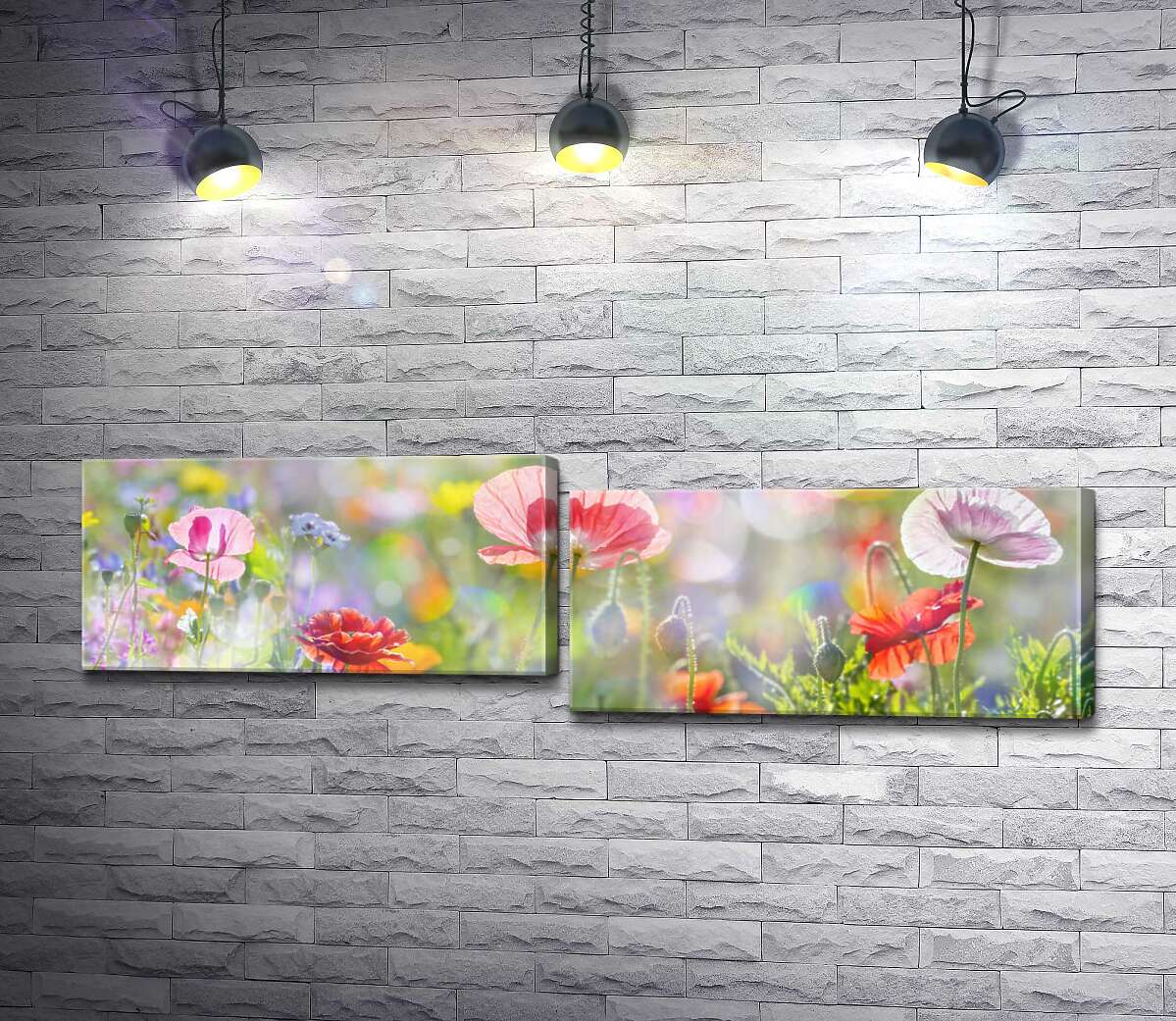 

Модульная картина ArtPoster Прозрачные лепестки маков просвечиваются в солнечных лучах 130x39 см Модуль №5