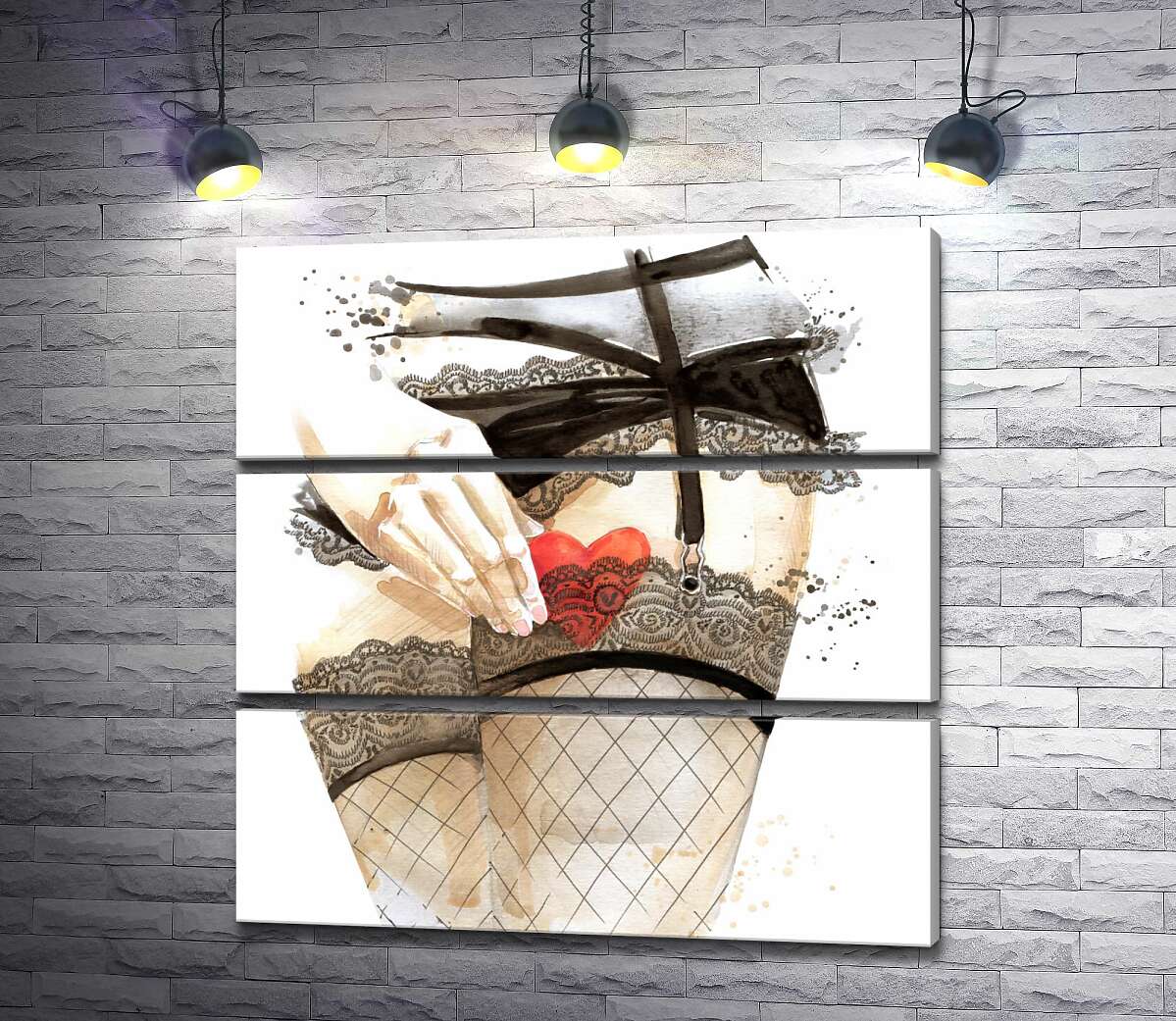 

Модульная картина ArtPoster Сердце скрывается за прозрачную подвязку на ноге соблазнительной девушки 60x60 см Модуль №13