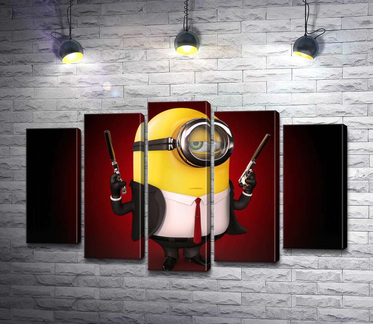 

Модульная картина ArtPoster Самоуверенный миньон Хитман (Hitman minion) в костюме с пистолетами 130x83 см Модуль №26