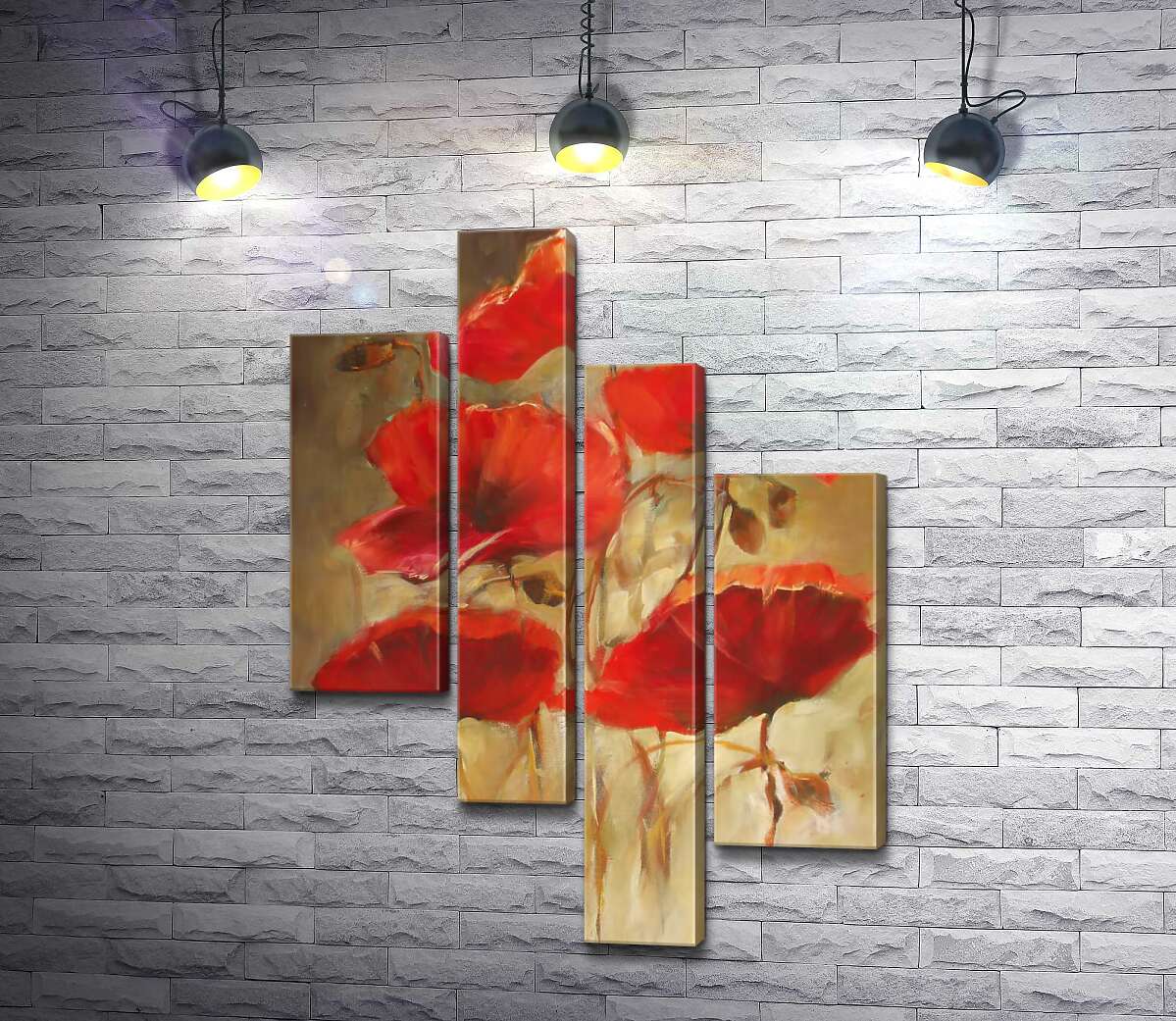 

Модульная картина ArtPoster Роскошные головки красных цветов мака 100x140 см Модуль №20