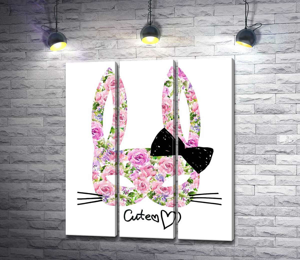 

Модульная картина ArtPoster Розовая маска зайчика с надписью "cute" 60x71 см Модуль №11