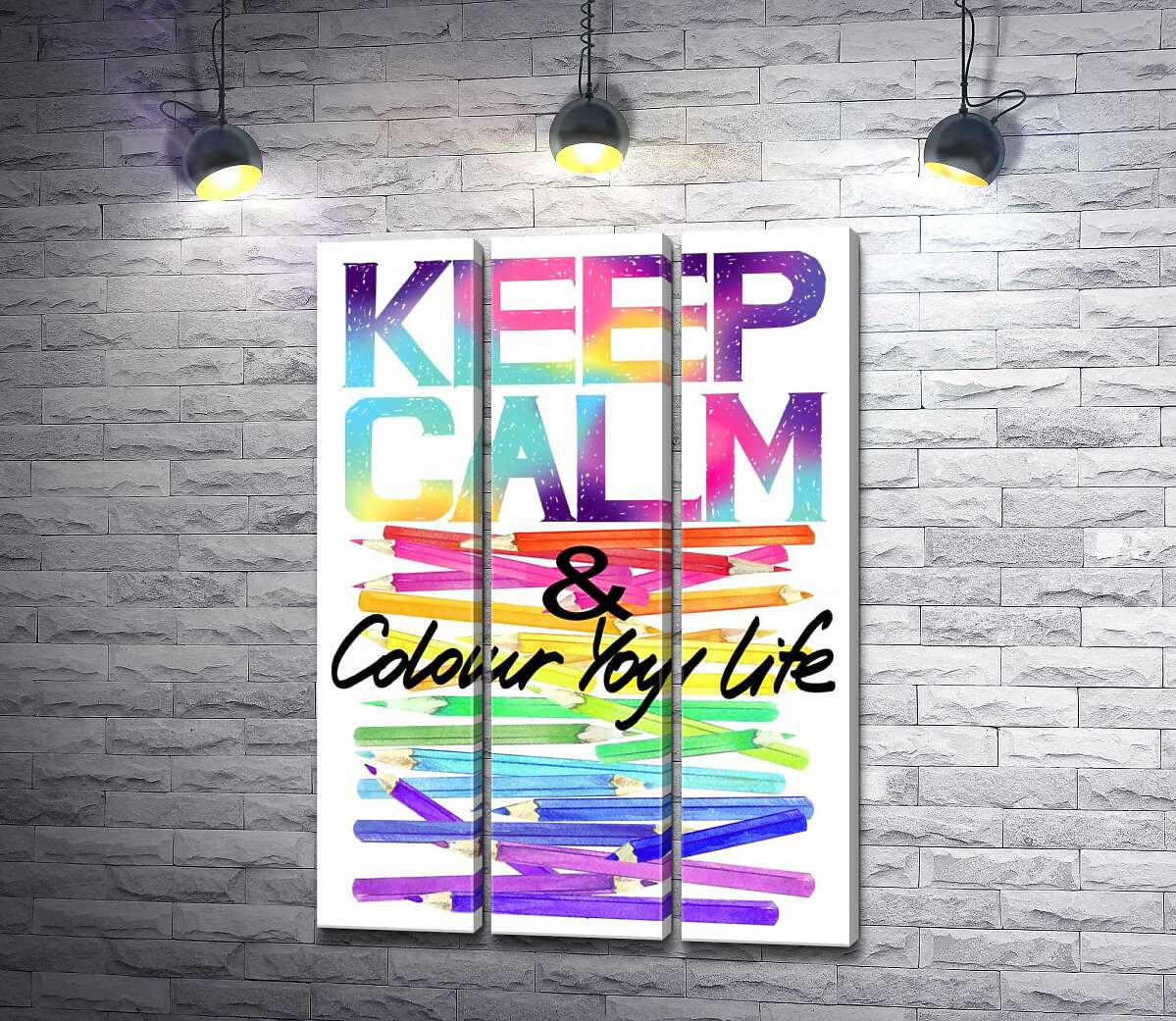 

Модульная картина ArtPoster Радужные карандаши с надписью "keep calm and colour your life" 132x190 см Модуль №11