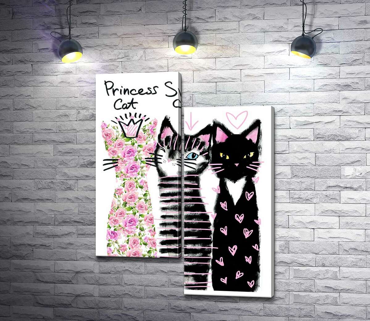 

Модульная картина ArtPoster Разнообразие расцветок котов: розовый, полосатый и пятнистый 100x137 см Модуль №5