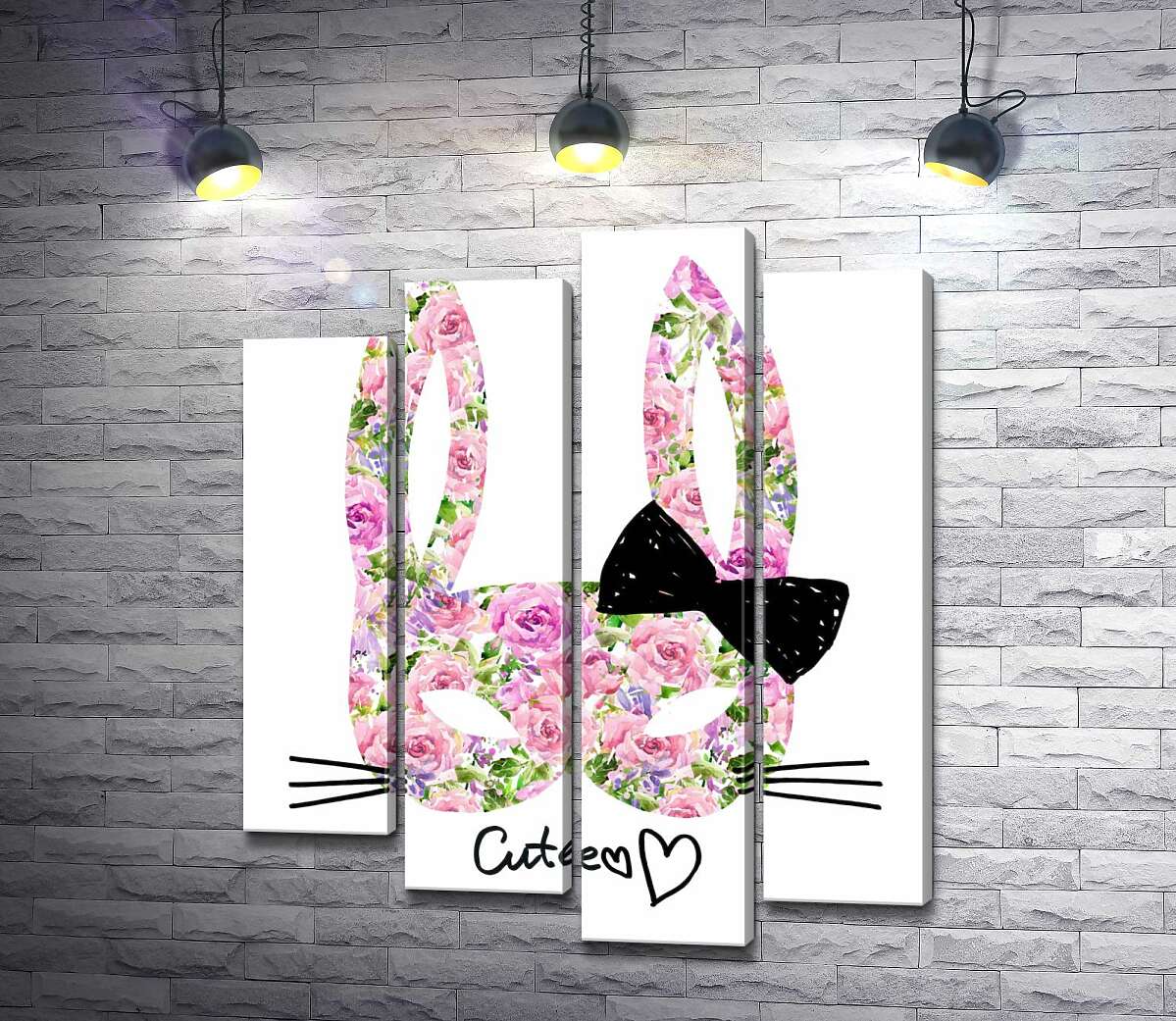

Модульная картина ArtPoster Розовая маска зайчика с надписью "cute" 80x97 см Модуль №21