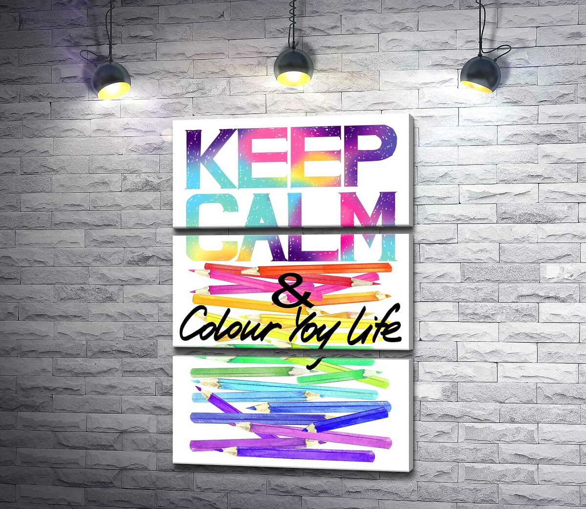 

Модульная картина ArtPoster Радужные карандаши с надписью "keep calm and colour your life" 50x75 см Модуль №13