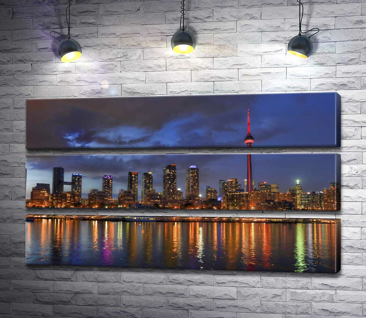 

Модульная картина ArtPoster Свет от небоскребов Торонто падает на тихие воды озера Онтарио 130x72 см Модуль №13
