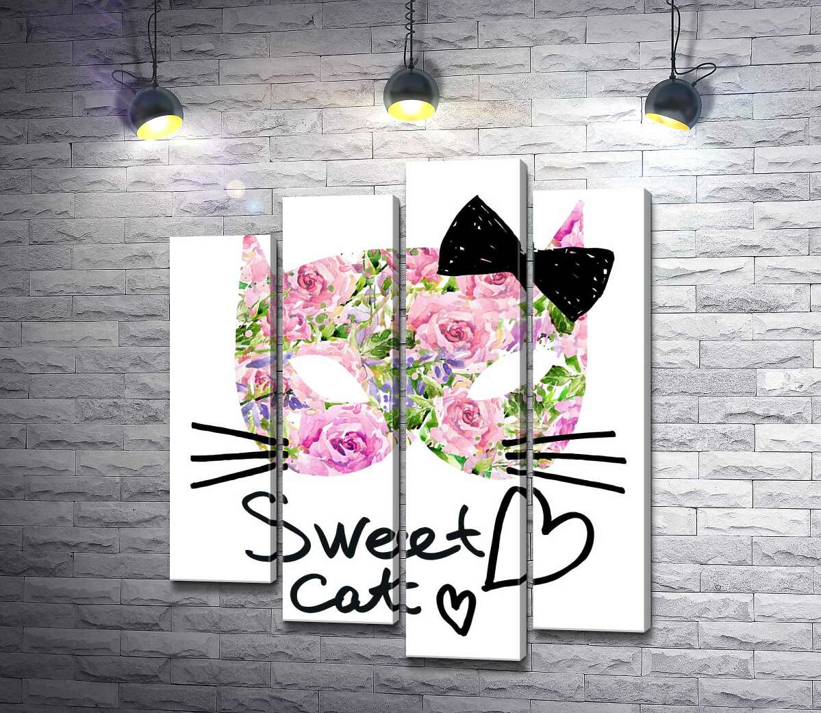 

Модульная картина ArtPoster Розовая маска котика с надписью "sweet cat" 132x156 см Модуль №21