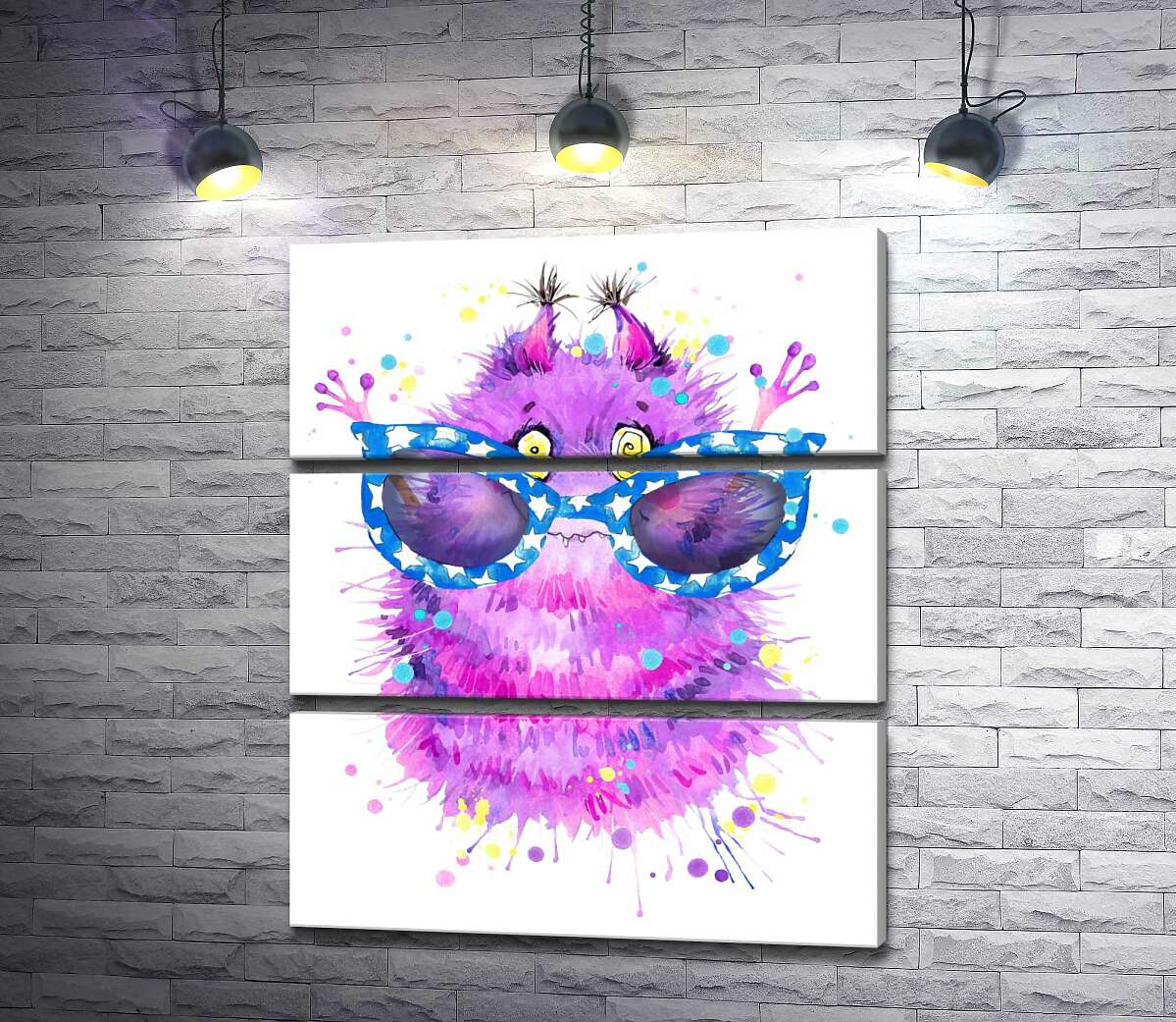

Модульная картина ArtPoster Пушистый фиолетовый монстр в больших синих очках 130x156 см Модуль №13