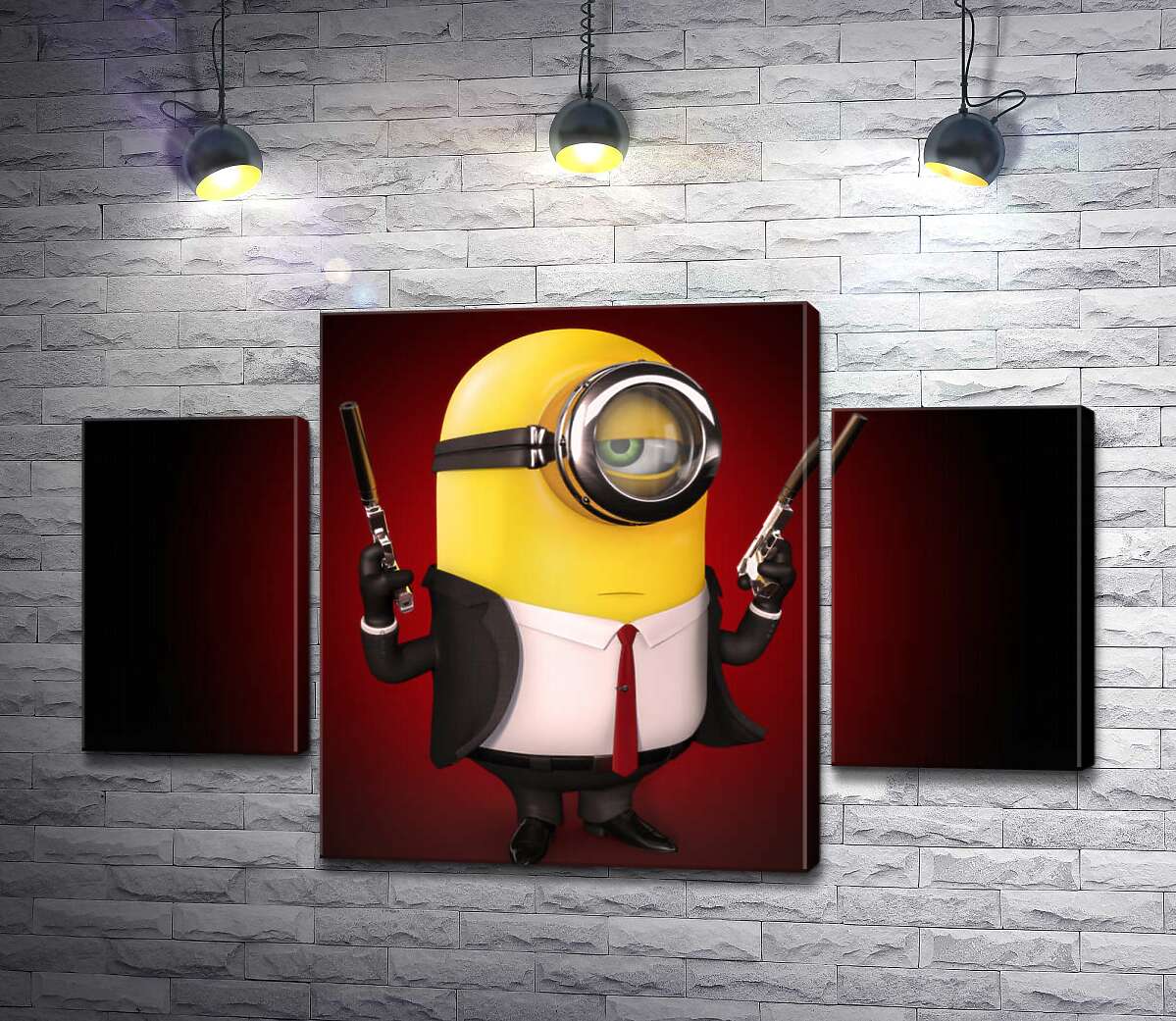 

Модульная картина ArtPoster Самоуверенный миньон Хитман (Hitman minion) в костюме с пистолетами 80x50 см Модуль №7