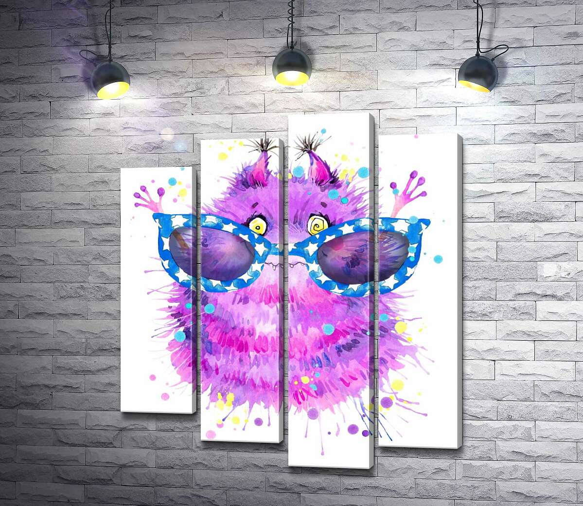 

Модульная картина ArtPoster Пушистый фиолетовый монстр в больших синих очках 80x97 см Модуль №21