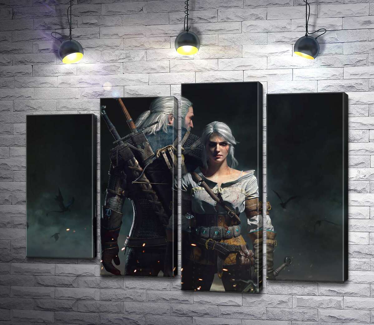 

Модульная картина ArtPoster Смелые герои игры "Ведьмак" : Геральт и Цири 132x98 см Модуль №21