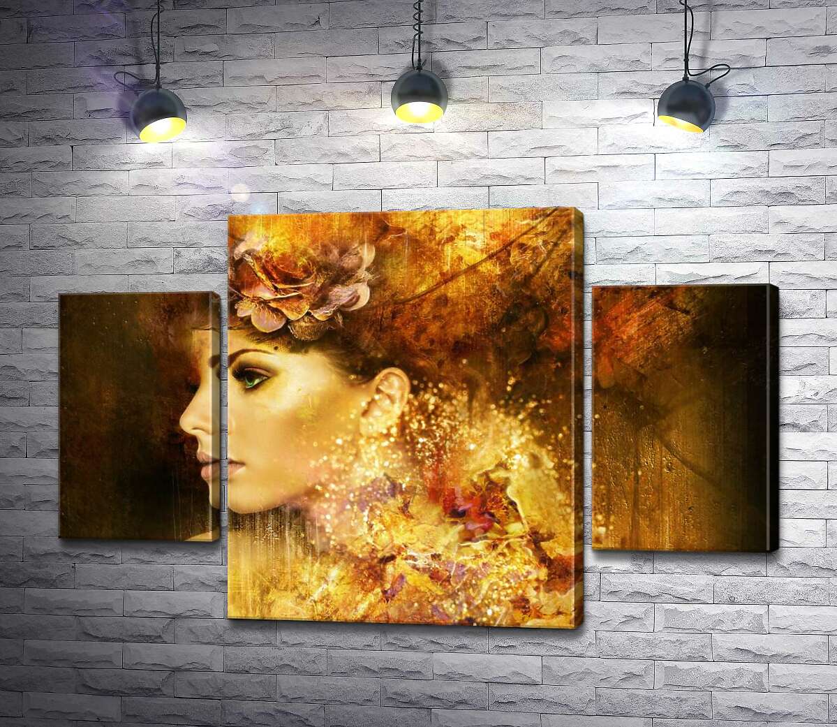

Модульная картина ArtPoster Силуэт девушки, украшенной желтыми цветами 131x85 см Модуль №7