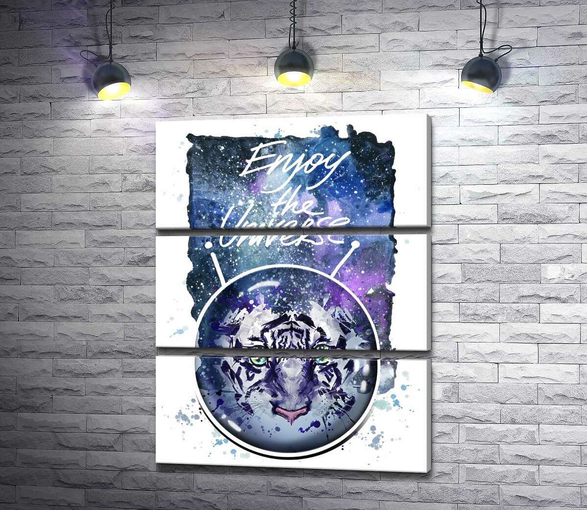 

Модульная картина ArtPoster Силуэт белого тигра под надписью "Enjoy the Universe" 130x168 см Модуль №13