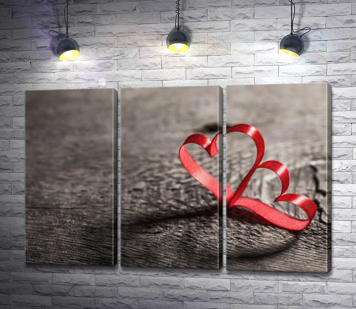 

Модульная картина ArtPoster Соединение двух сердец из красной ленты 132x87 см Модуль №11