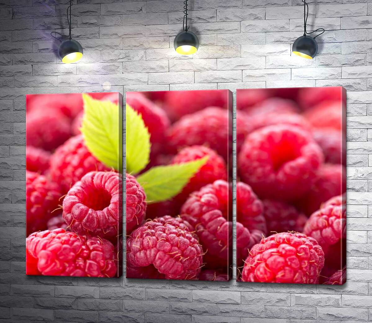 

Модульная картина ArtPoster Сладкие ягоды малины с нежными листочками 60x40 см Модуль №11