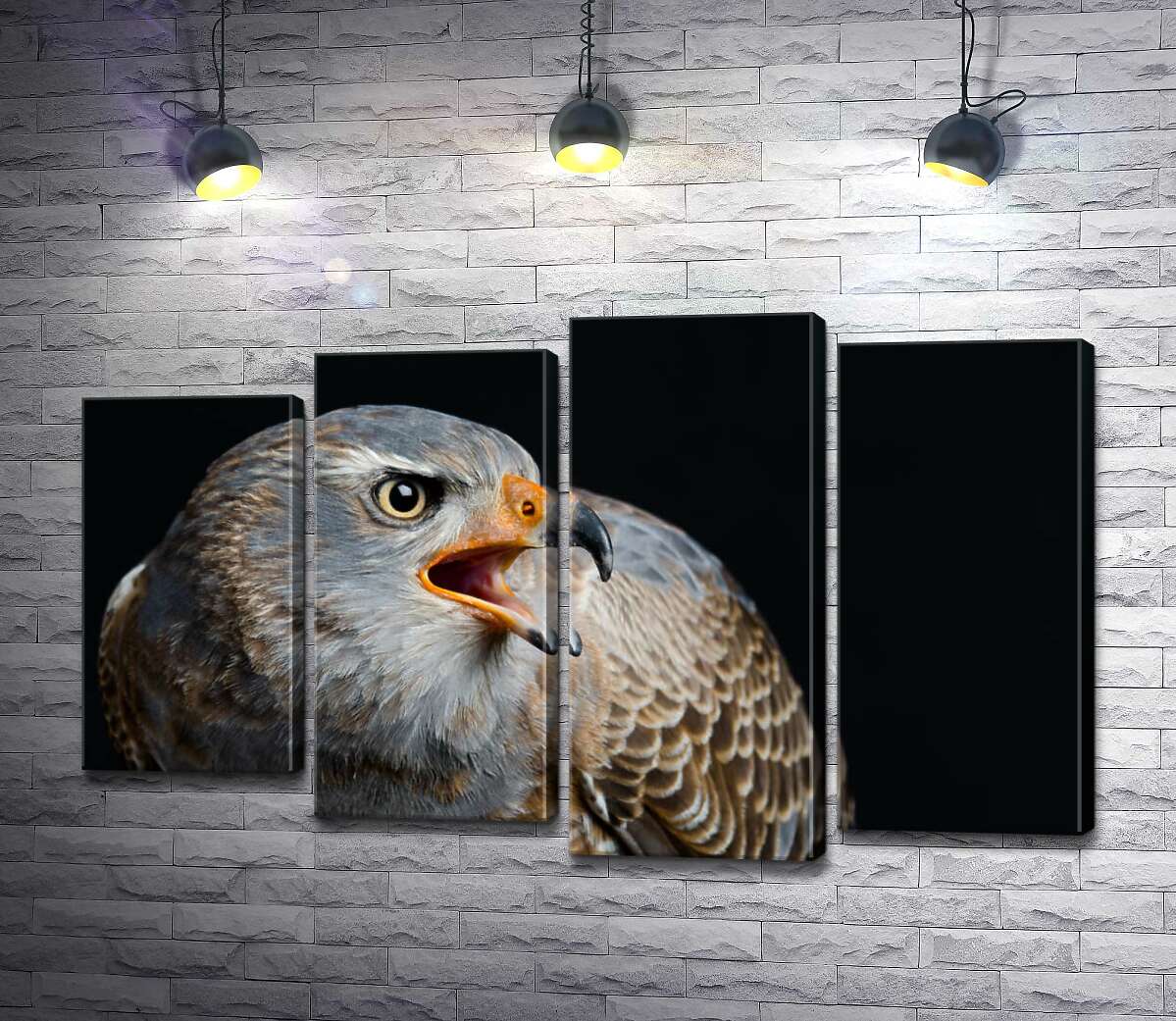 

Модульная картина ArtPoster Силуэт ястреба с открытым клювом 100x63 см Модуль №21