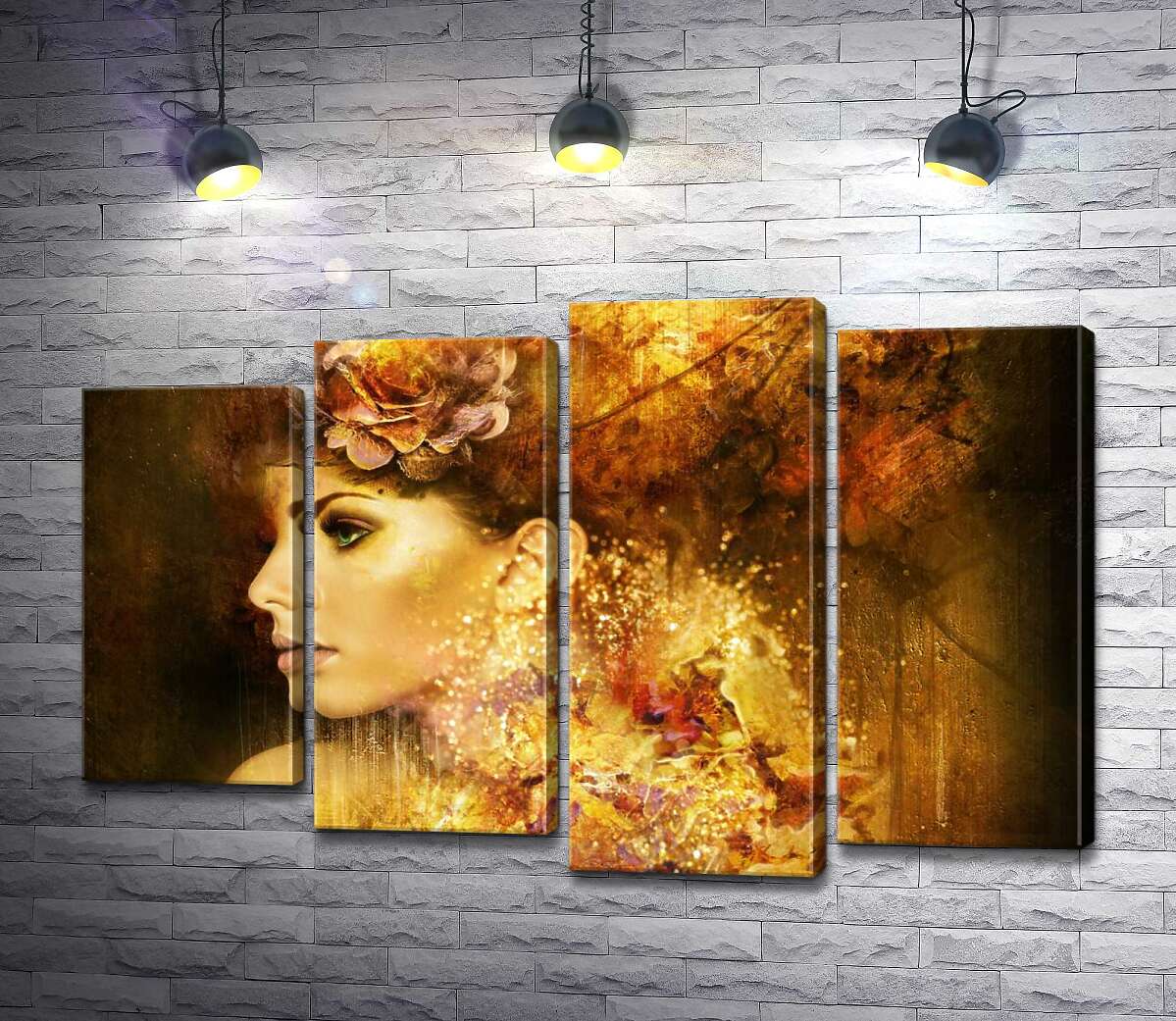 

Модульная картина ArtPoster Силуэт девушки, украшенной желтыми цветами 80x53 см Модуль №21
