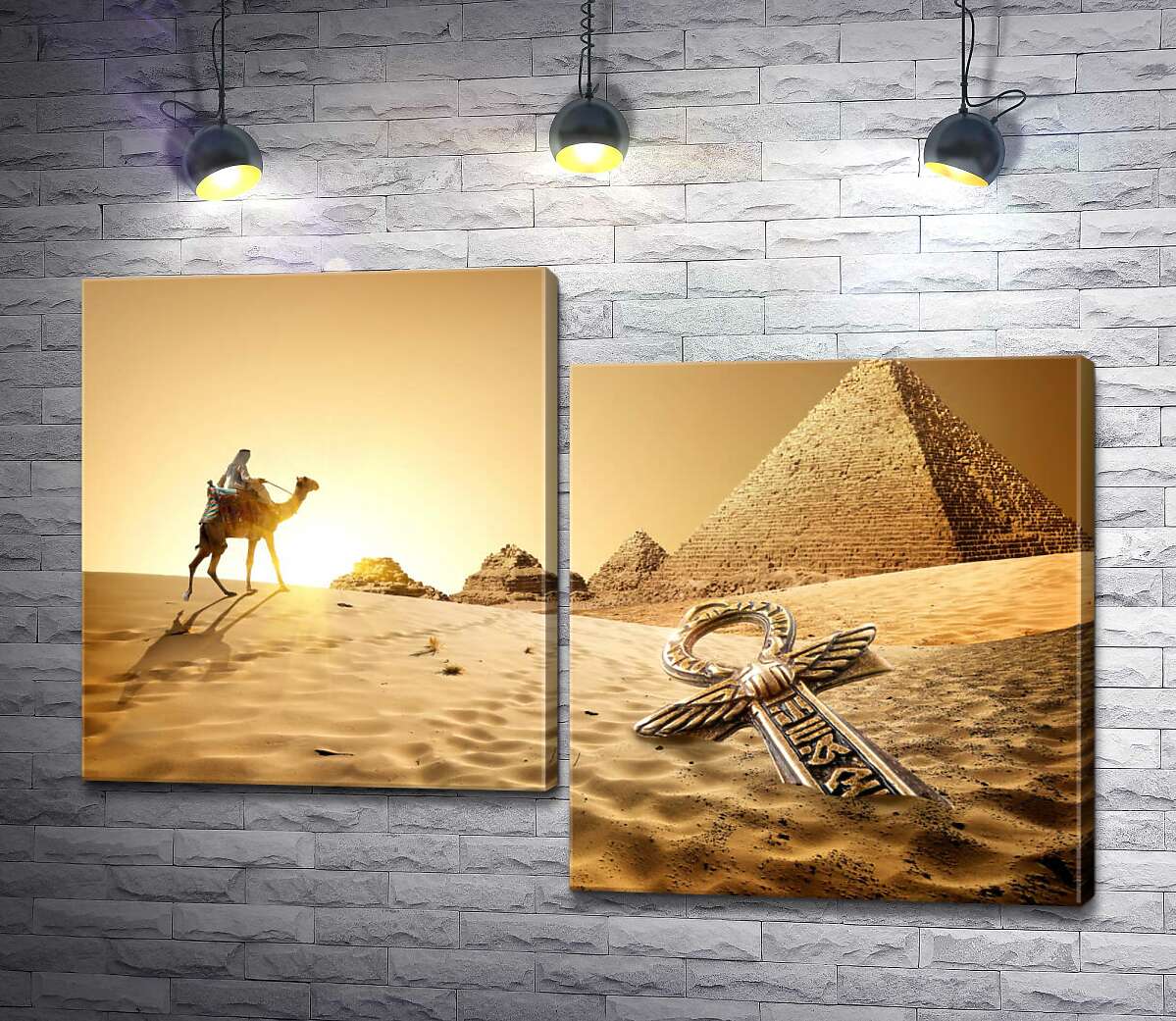 

Модульная картина ArtPoster Символ жизни - анх в песках пустыни на фоне египетских пирамид 130x89 см Модуль №5