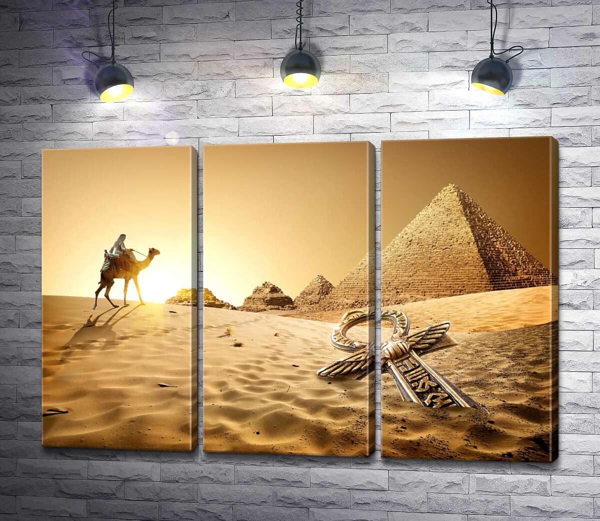 

Модульная картина ArtPoster Символ жизни - анх в песках пустыни на фоне египетских пирамид 60x41 см Модуль №11