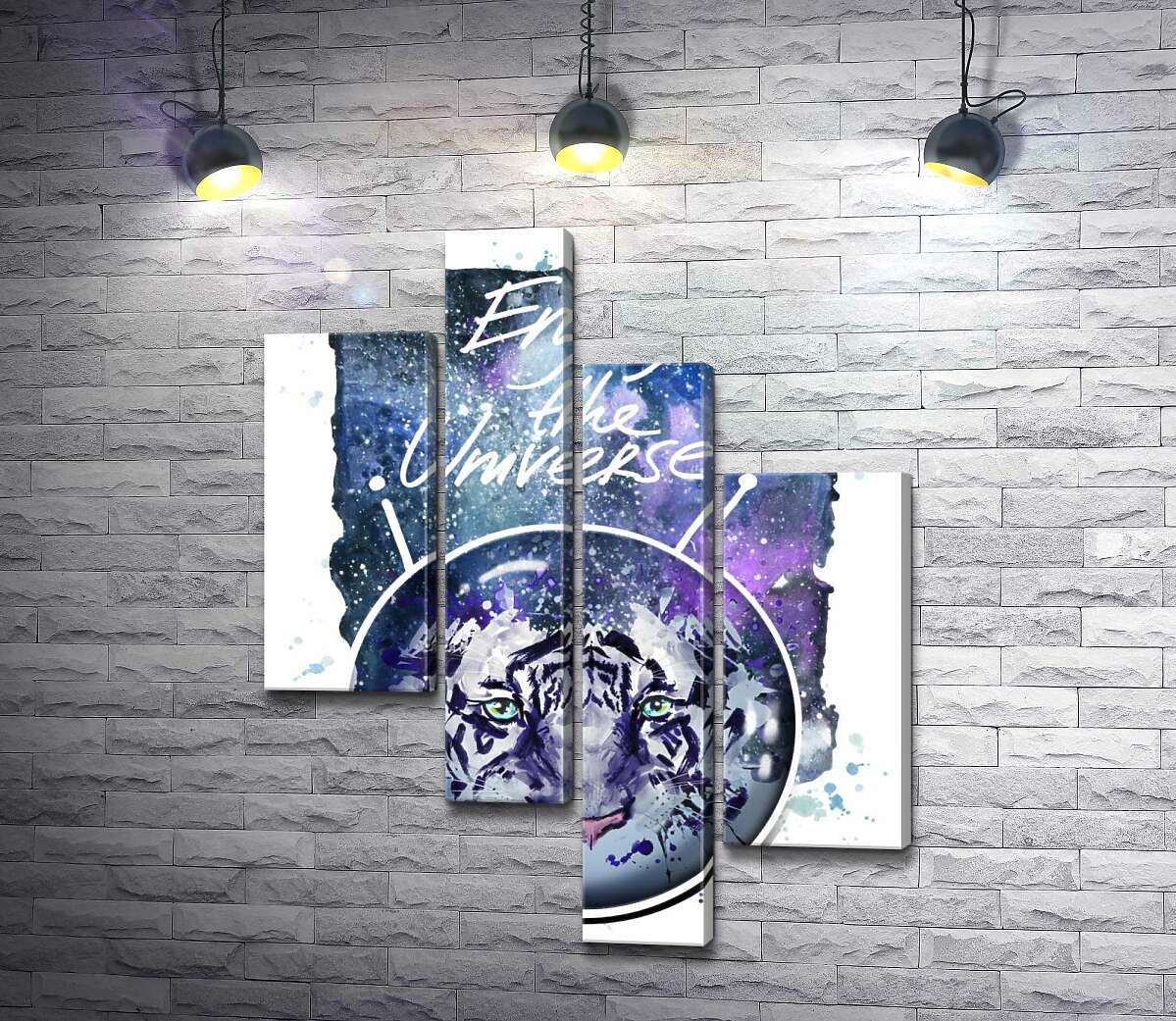 

Модульная картина ArtPoster Силуэт белого тигра под надписью "Enjoy the Universe" 100x129 см Модуль №20