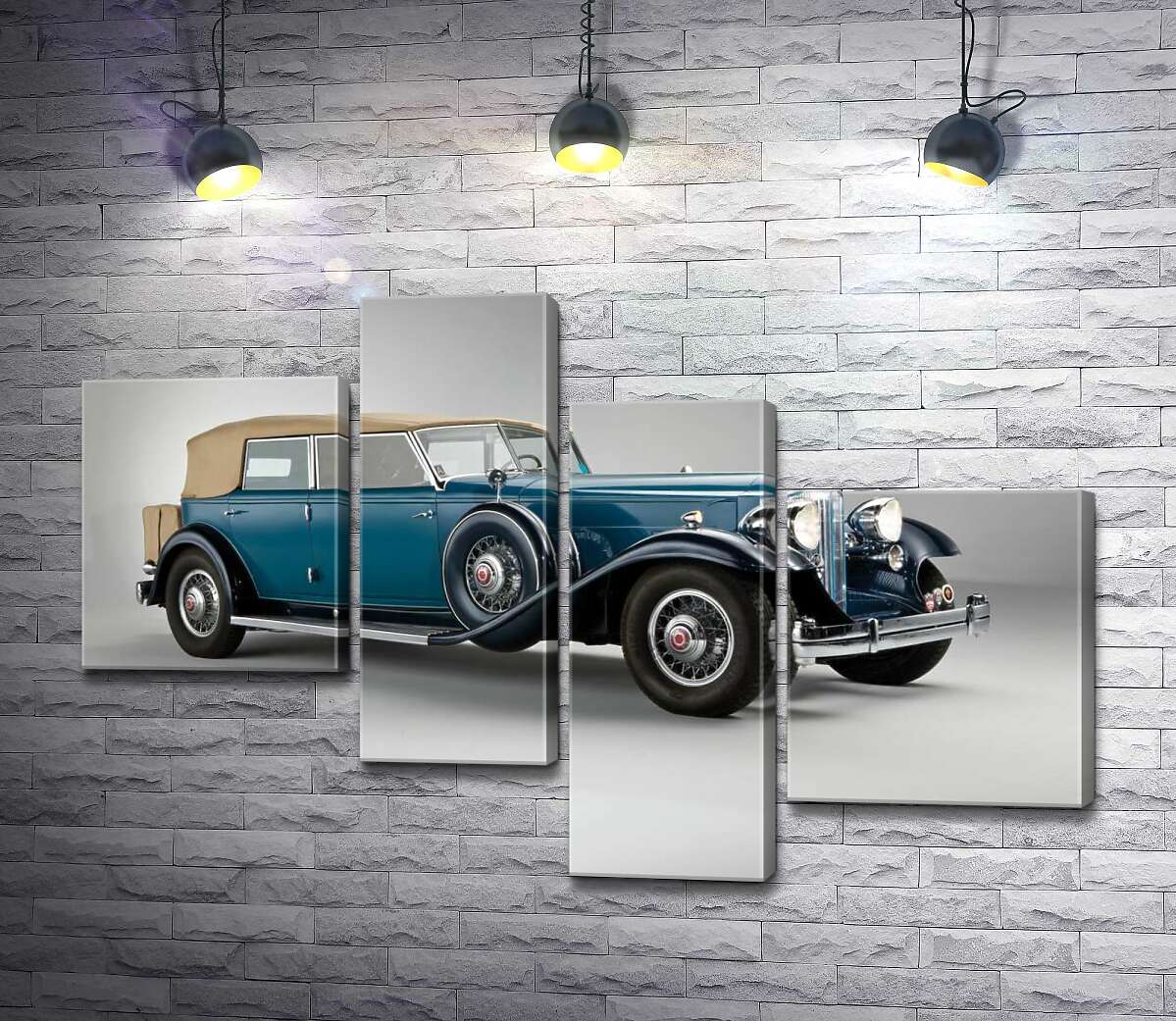 

Модульная картина ArtPoster Синий автомобиль с откидным верхом 1932 года Packard Twin Six 130x89 см Модуль №20