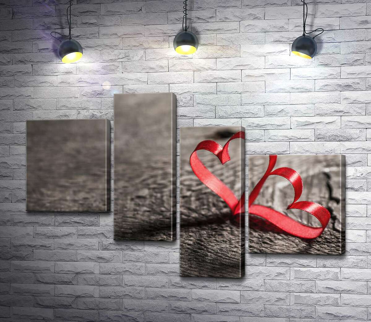

Модульная картина ArtPoster Соединение двух сердец из красной ленты 100x69 см Модуль №20