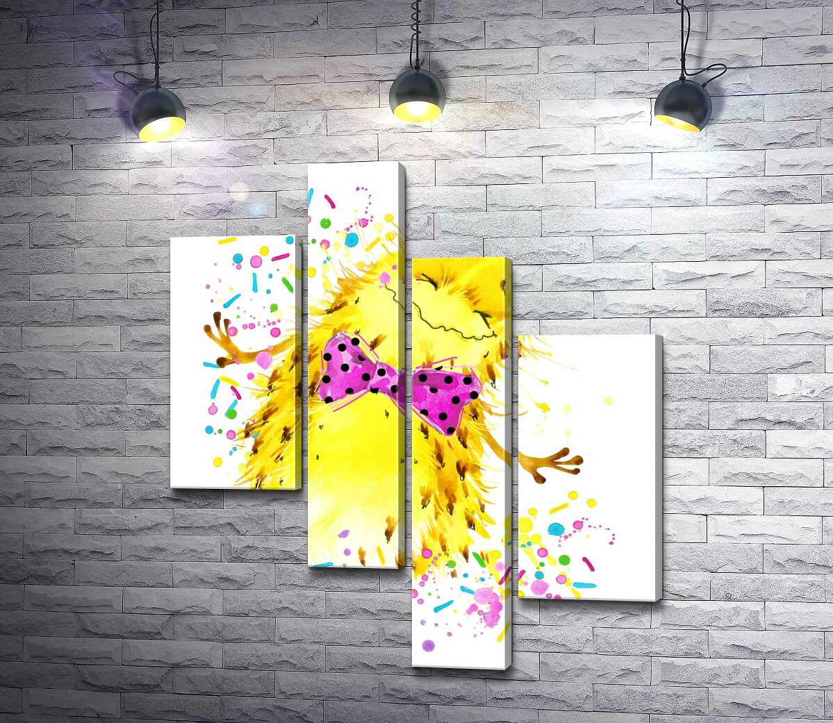 

Модульная картина ArtPoster Счастливый желтый монстр с розовой бабочкой на шее 130x155 см Модуль №20