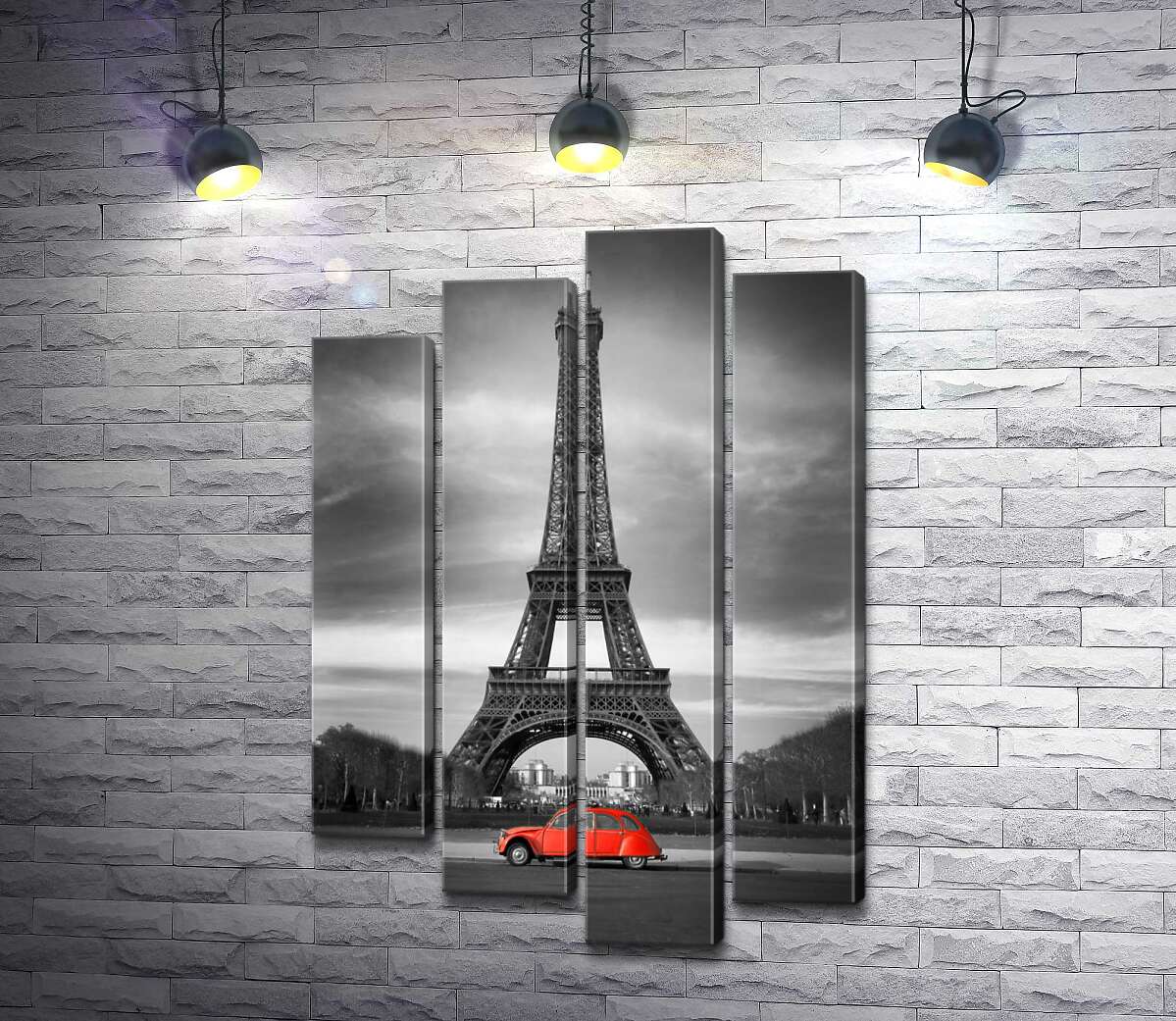 

Модульная картина ArtPoster Серый Париж и яркий ретро автомобиль 132x198 см Модуль №21