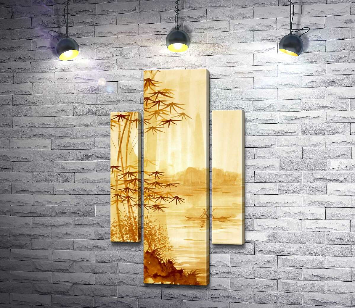 

Модульная картина ArtPoster Стройный бамбук растет на берегу реки 100x185 см Модуль №7