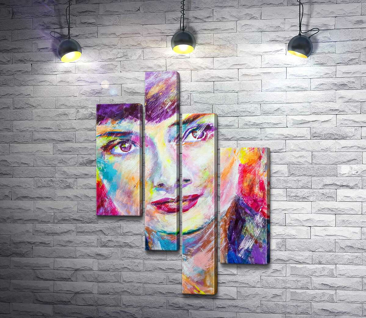 

Модульная картина ArtPoster Сочетание красок на портрете Одри Хэпберн (Audrey Hepburn) 100x151 см Модуль №20