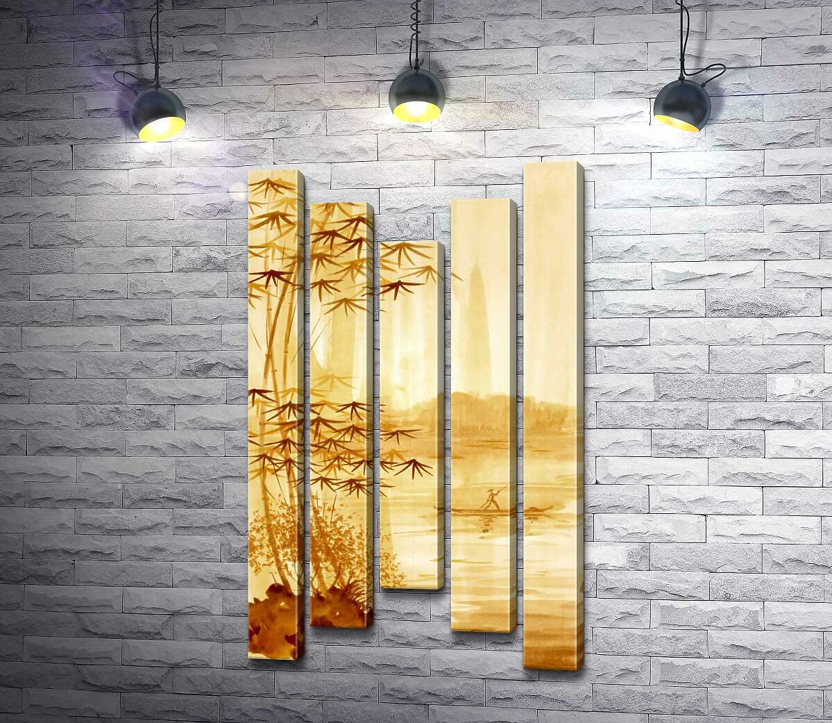 

Модульная картина ArtPoster Стройный бамбук растет на берегу реки 115x207 см Модуль №28