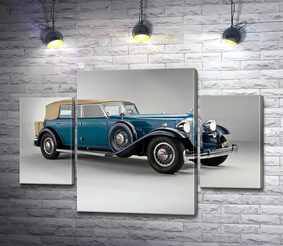 

Модульная картина ArtPoster Синий автомобиль с откидным верхом 1932 года Packard Twin Six 131x89 см Модуль №7