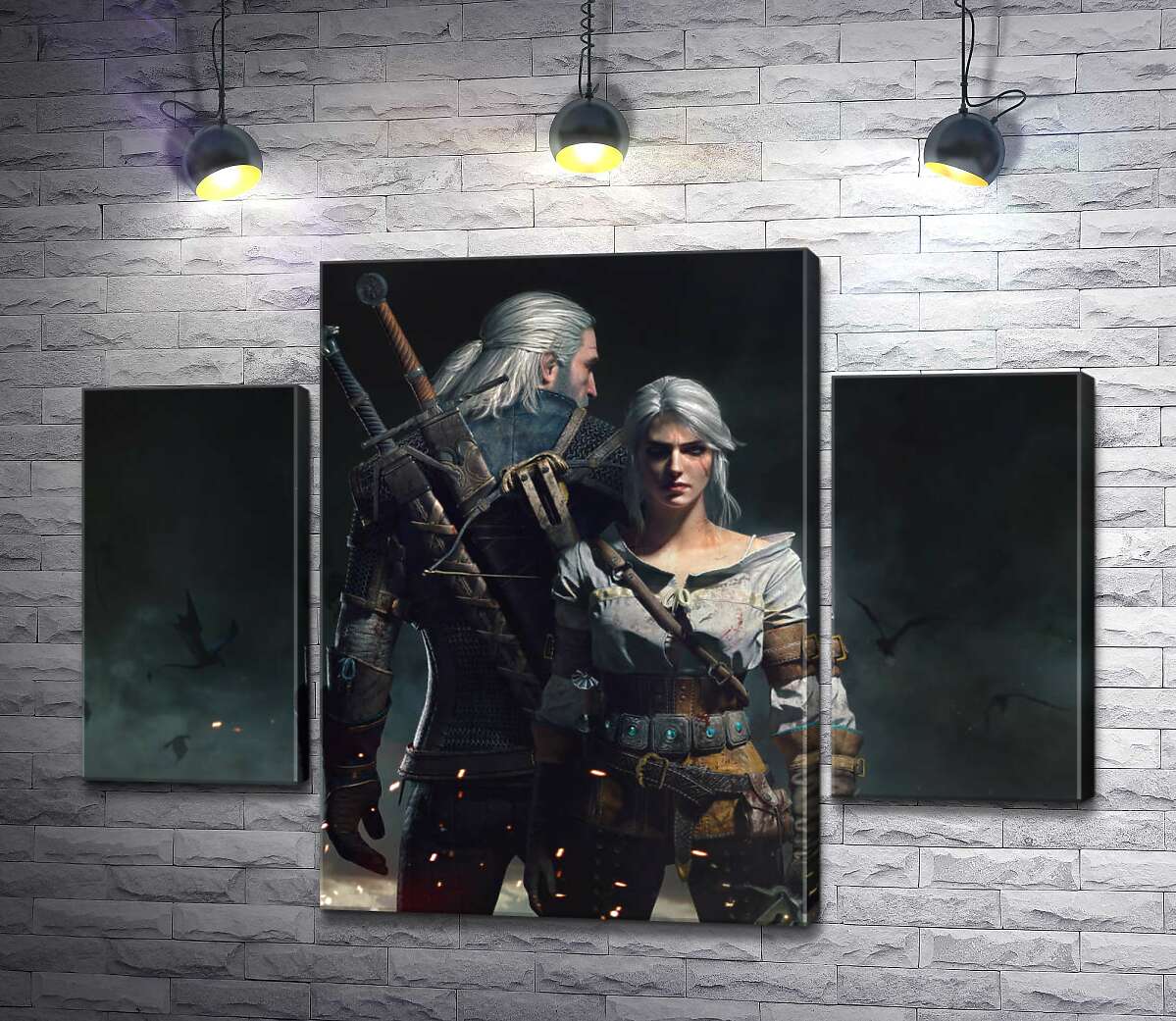 

Модульная картина ArtPoster Смелые герои игры "Ведьмак" : Геральт и Цири 100x75 см Модуль №7
