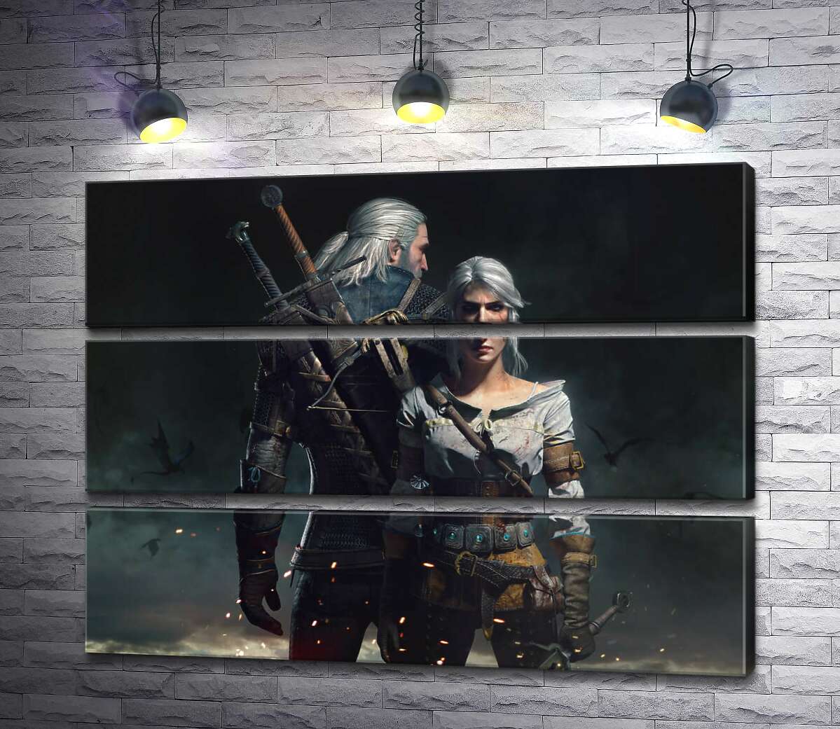 

Модульная картина ArtPoster Смелые герои игры "Ведьмак" : Геральт и Цири 130x96 см Модуль №13