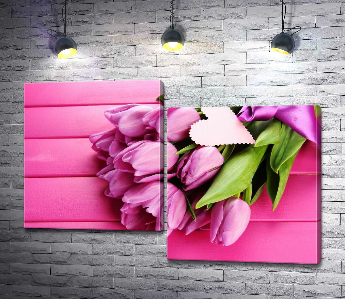 

Модульная картина ArtPoster Сиреневые тюльпаны на розовом фоне 100x68 см Модуль №5