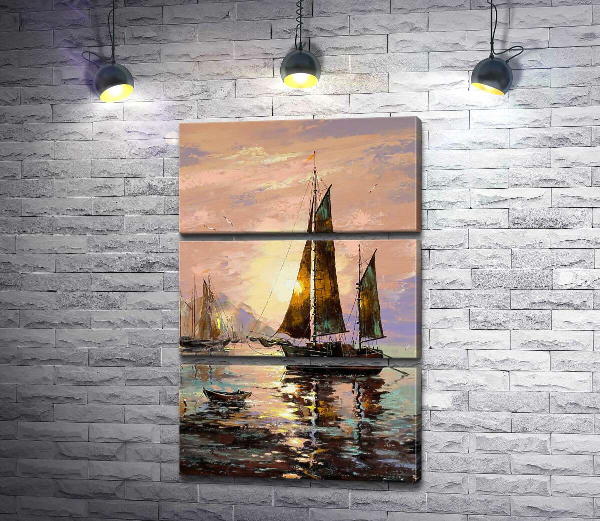 

Модульная картина ArtPoster Солнечный круг просвечивает парус яхты 50x75 см Модуль №13