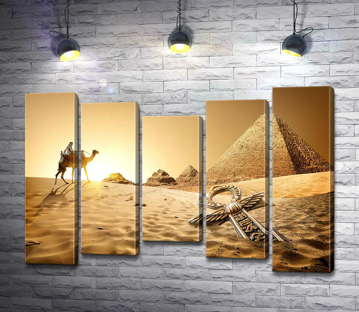 

Модульная картина ArtPoster Символ жизни - анх в песках пустыни на фоне египетских пирамид 100x70 см Модуль №28