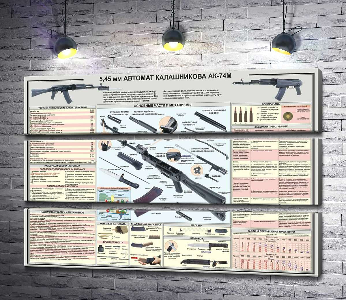 

Модульная картина ArtPoster Учебный плакат автомата Калашникова (АК – 74М) 100x69 см Модуль №13