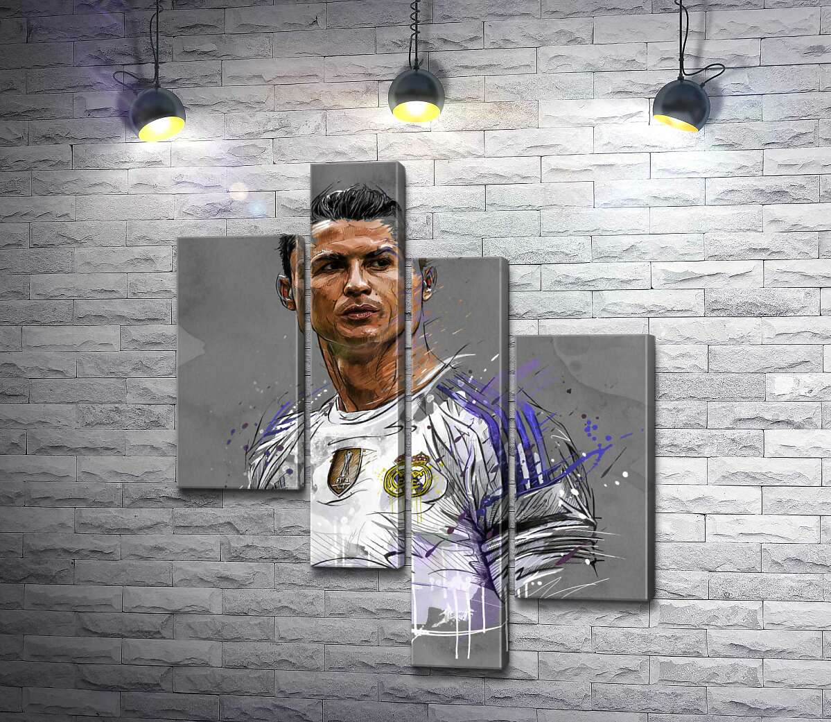 

Модульная картина ArtPoster Футболист "Реал Мадрида" (Real Madrid) Криштиану Роналду (Cristiano Ronaldo) смотрит вдаль 100x123 см Модуль №20