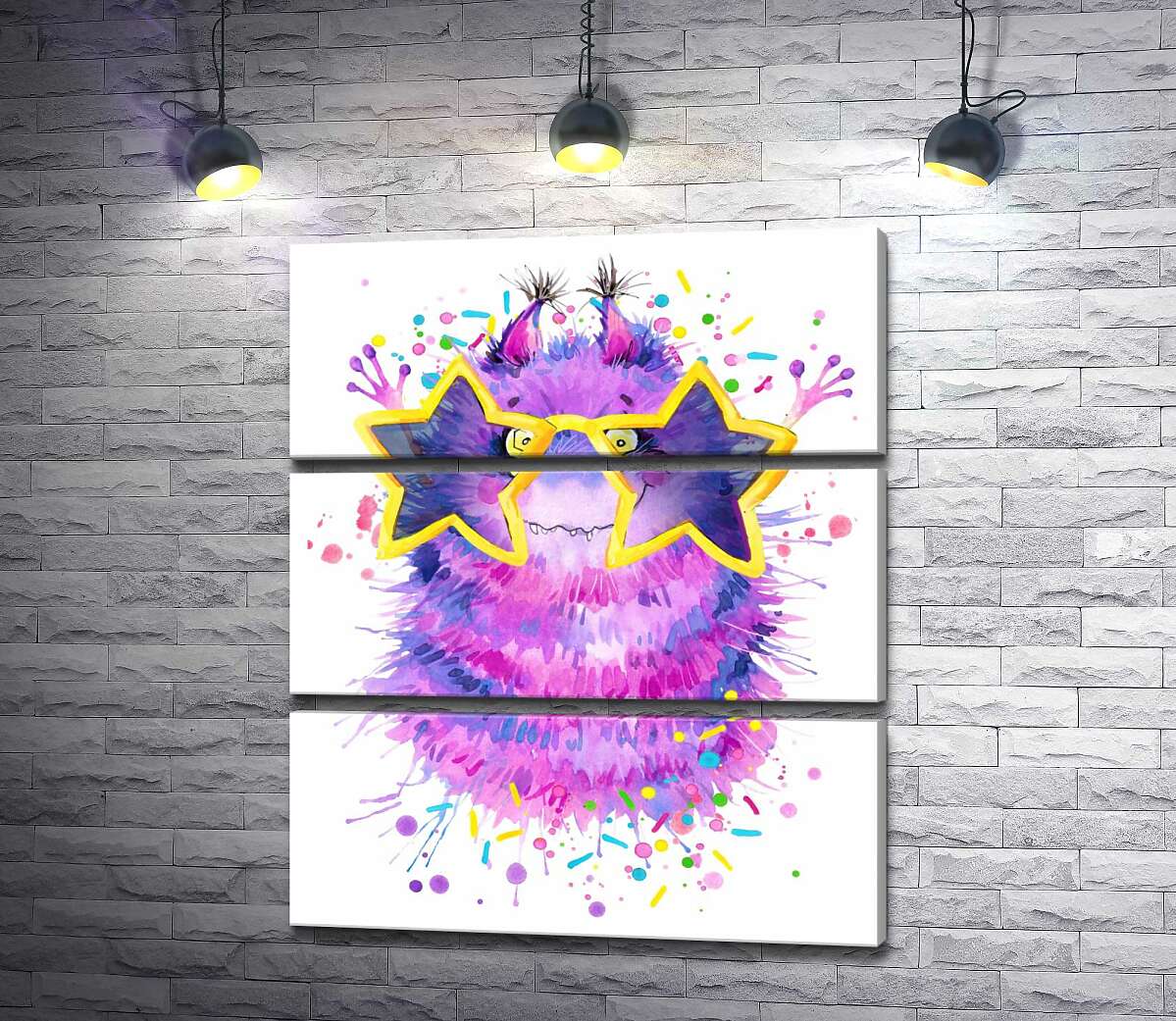 

Модульная картина ArtPoster Фиолетовый пушистый монстр в звездных очках 130x156 см Модуль №13