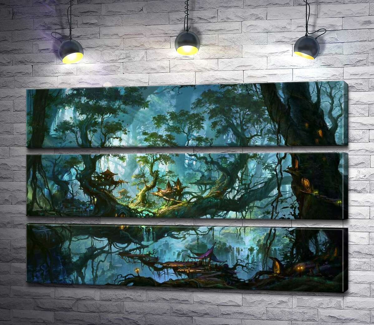 

Модульная картина ArtPoster Фантастический город в кронах лесных деревьев 130x81 см Модуль №13