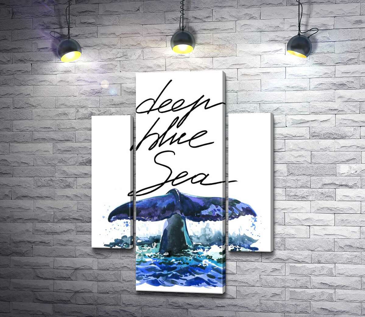 

Модульная картина ArtPoster Хвост кита над водной поверхностью рядом с надписью "deep blue sea" 131x179 см Модуль №7