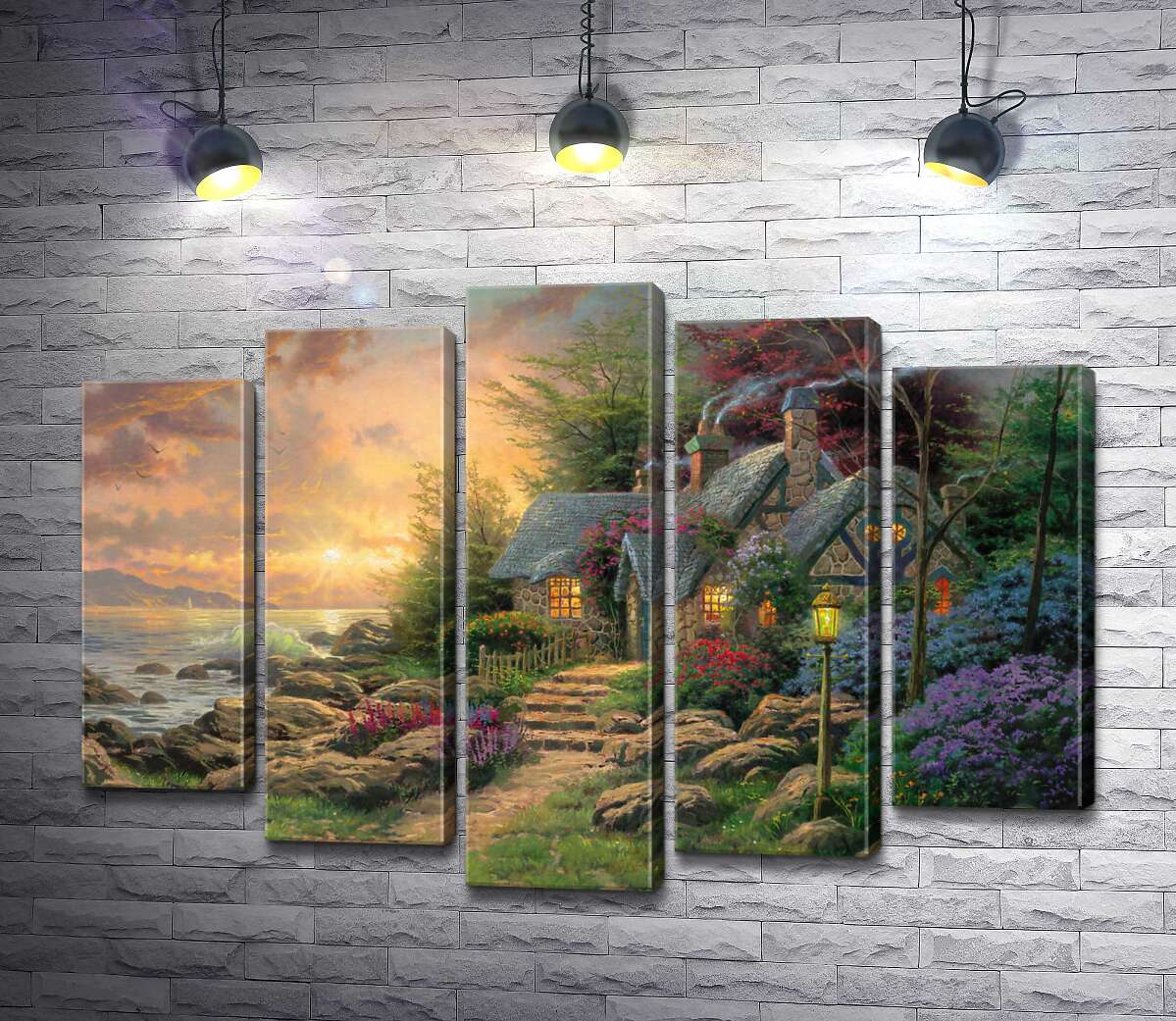 

Модульная картина ArtPoster Укрытие на берегу моря (Seaside Hideaway) - Томас Кинкейд (Thomas Kinkade) 130x94 см Модуль №26