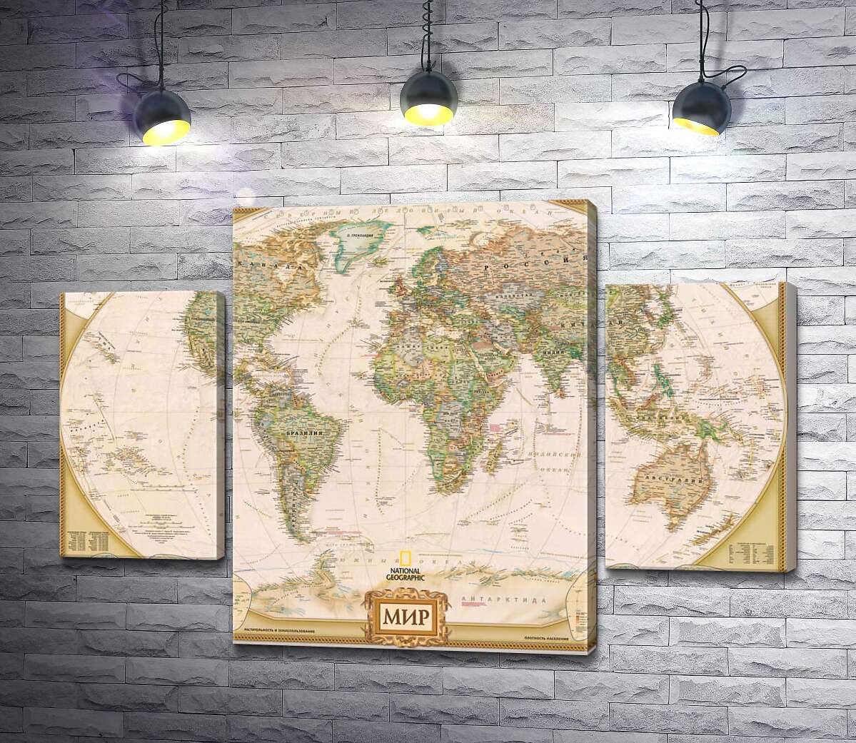 

Модульная картина ArtPoster Универсальная карта мира от National Geographic 131x90 см Модуль №7