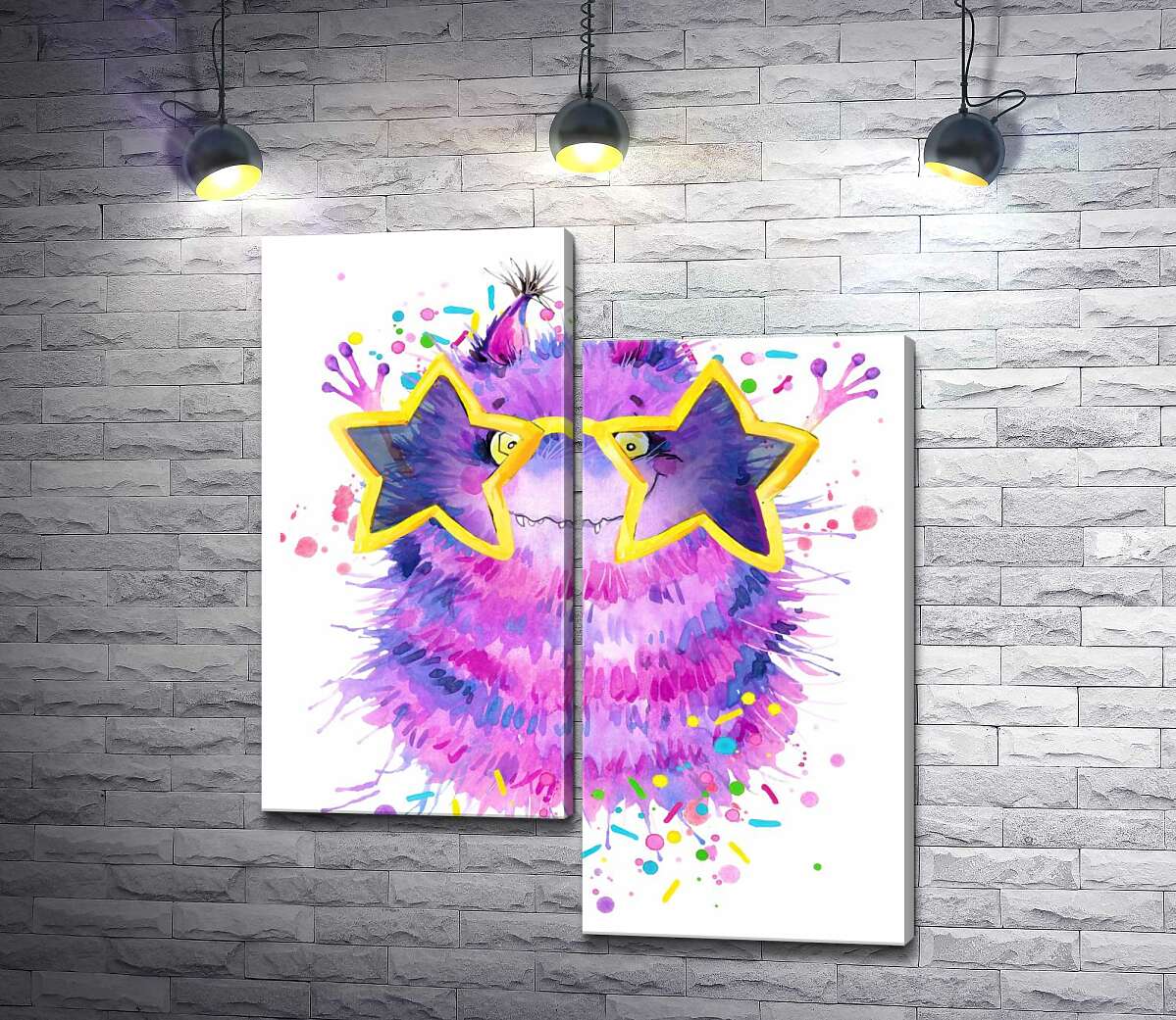 

Модульная картина ArtPoster Фиолетовый пушистый монстр в звездных очках 130x155 см Модуль №5
