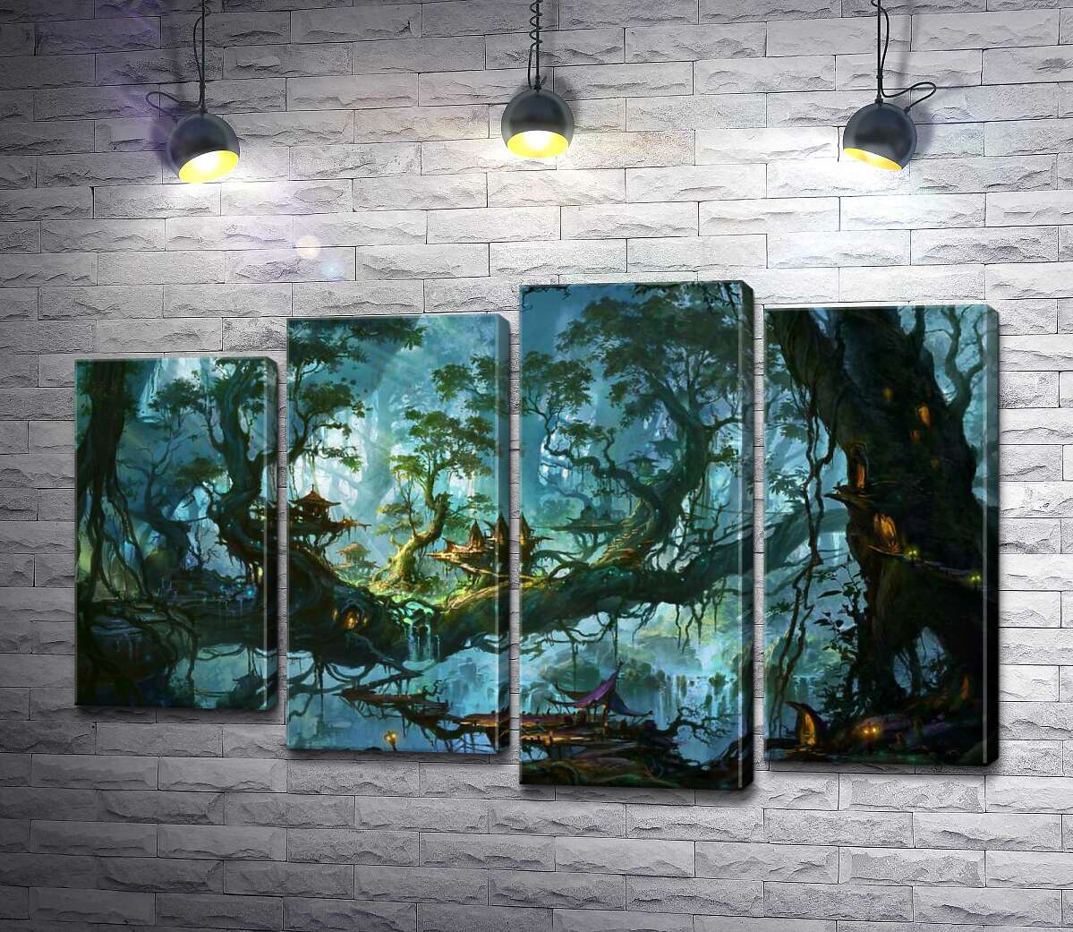 

Модульная картина ArtPoster Фантастический город в кронах лесных деревьев 80x51 см Модуль №21